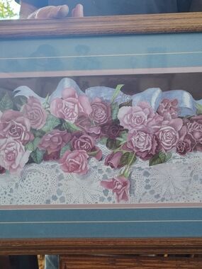 This is a framed art print titled "Rose Rhapsody"